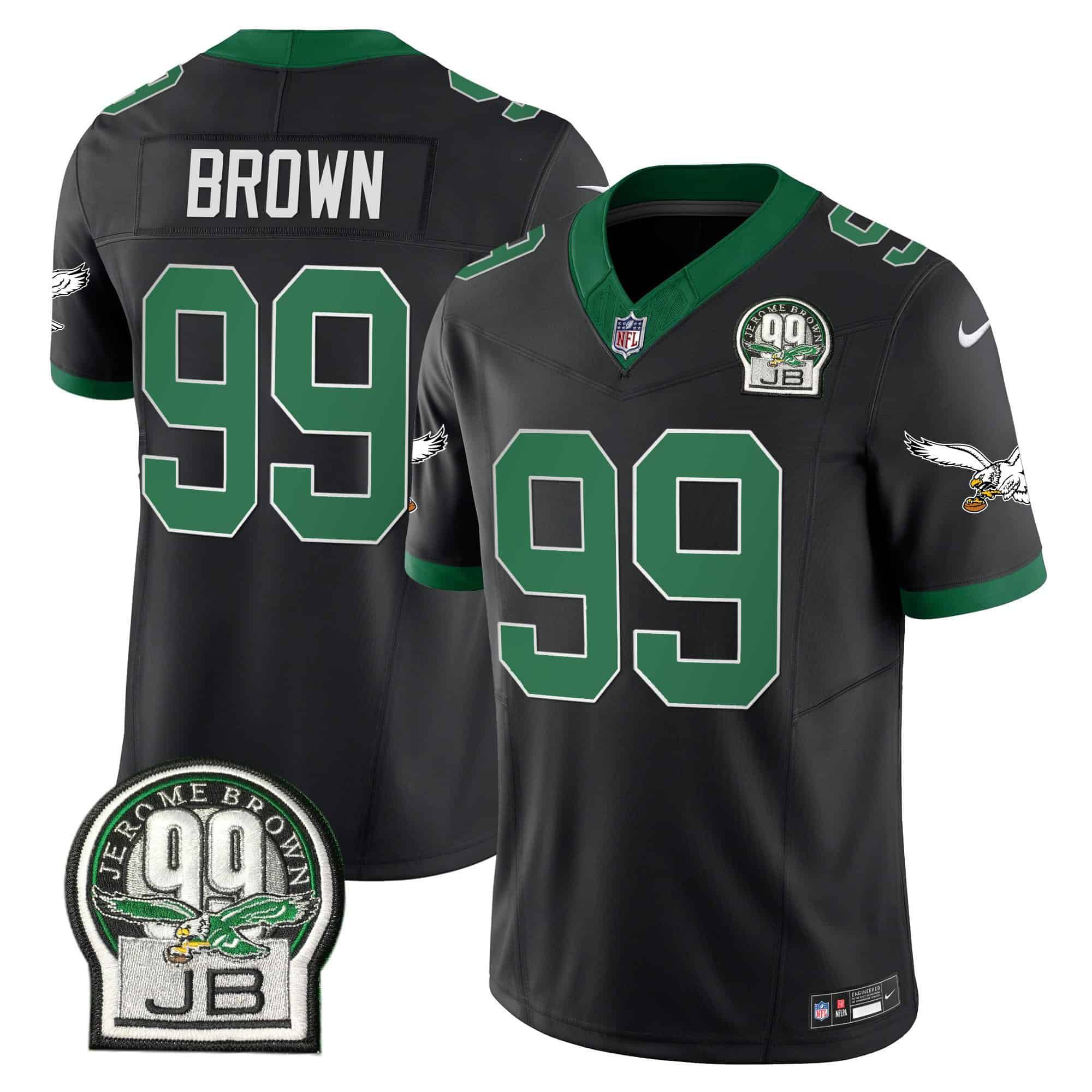 Men Philadelphia Eagles #99 Brown Black 2024 Nike Jerome Brown Patch Alternate Limited NFL Jersey style 1->indianapolis colts->NFL Jersey